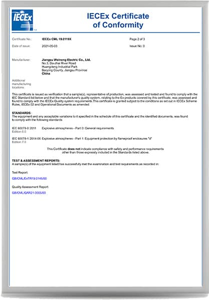 IECEx Certificate of conformity