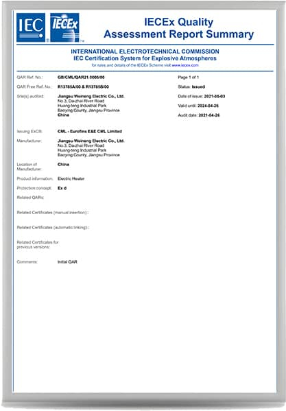 IECEx Quality Assessment Report Summary