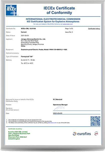 IECEx Certificate of confommity