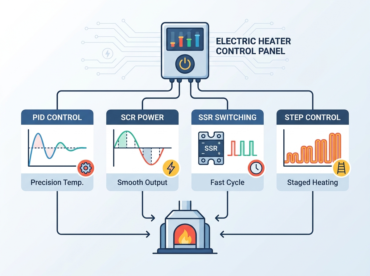 Industrial electric heater control panel internal wiring and components